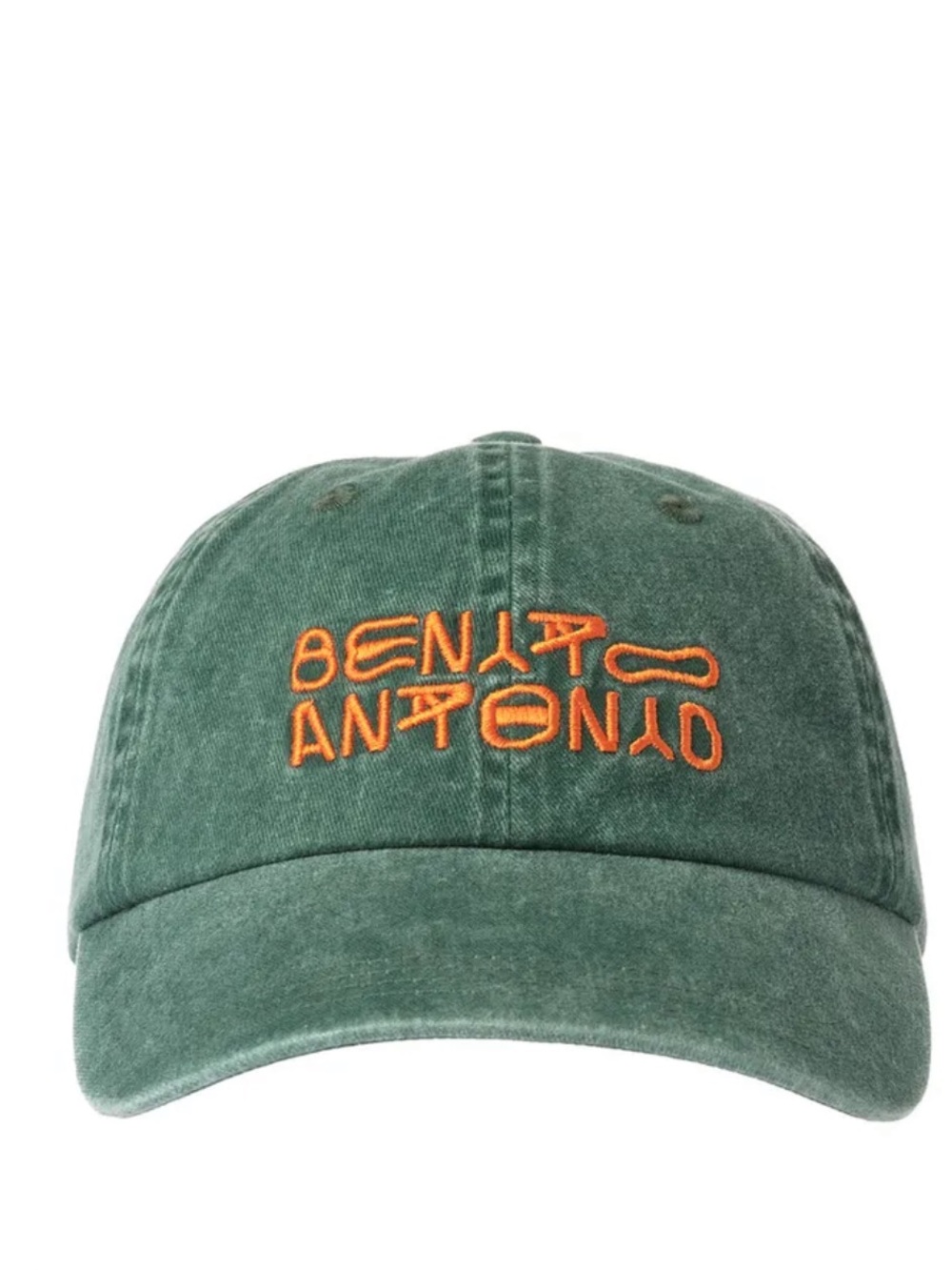 Green Baseball Cap with Orange Embroidery